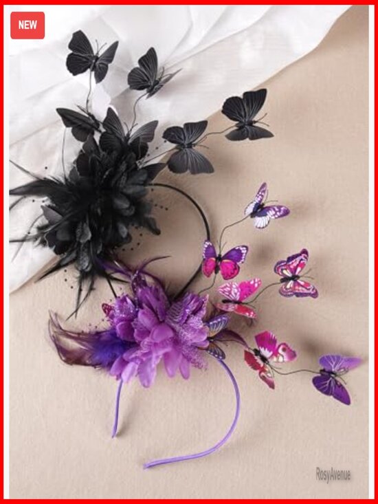 Butterfly Fascinator Headband for Women Derby Party Elegant Hat main image 5
